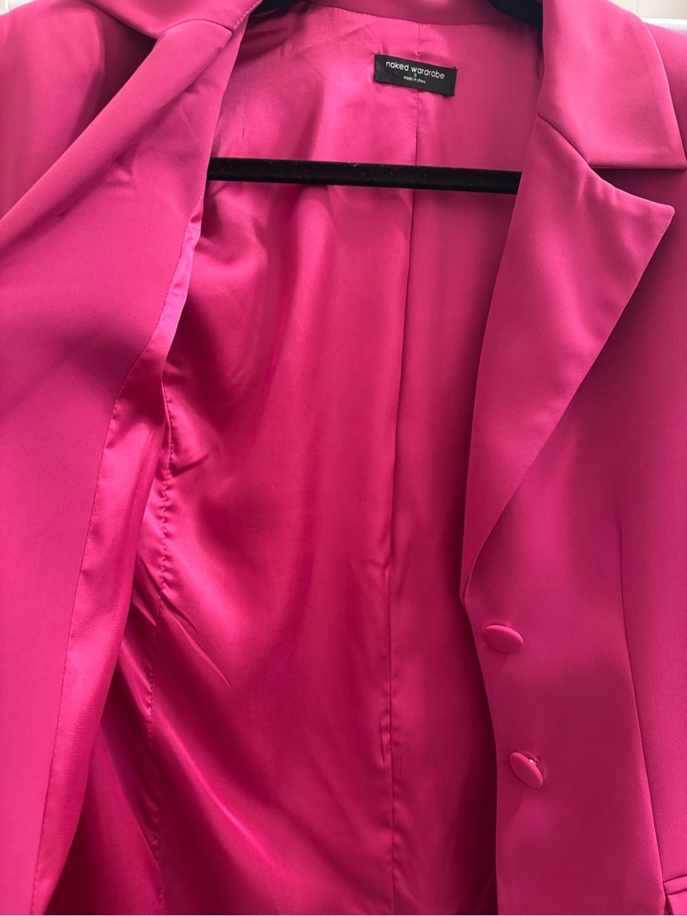 Naked Wardrobe Pur-Suit Me Oversized Blazer Fuchsia Pink Size S NWOT - Picture 8 of 10